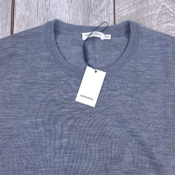 Suitsupply Sweater Mens XXL 2XL Wool Crewneck Gray Pullover Lightweight - Picture 5 of 7